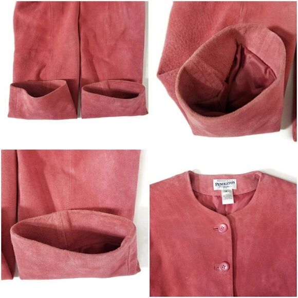 Pendleton Women's Petite Size Small Pink 5-button Leather Jacket - Picture 7 of 10